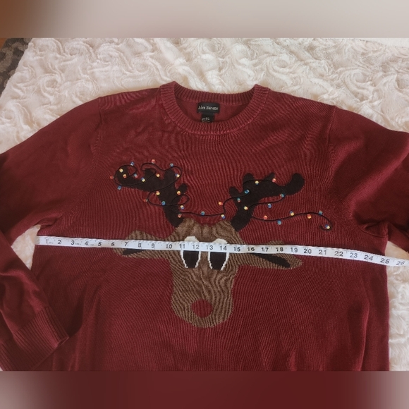 Men's Christmas sweater XXL reindeer Christmas Lights Embroidered ALEX STEVENS - Picture 7 of 8